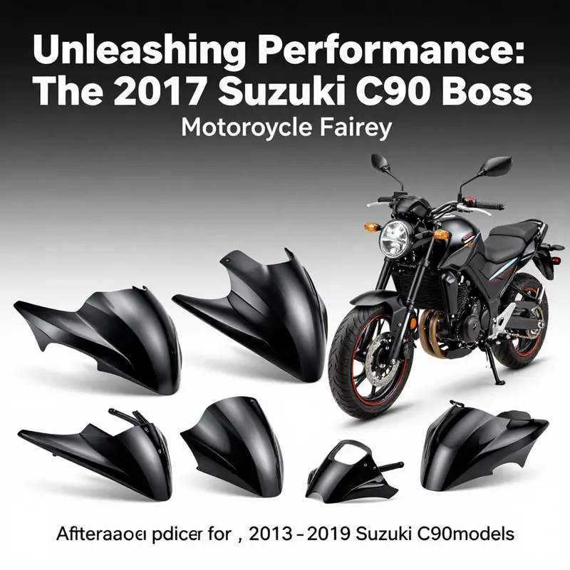 The batwing fairing of the 2017 Suzuki C90 Boss emphasizing its aerodynamic shape and rider protection features.