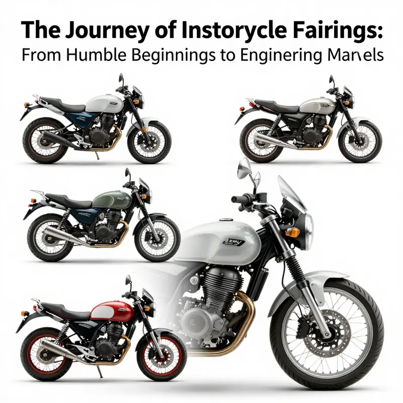 Early 20th-century motorcycles featuring rudimentary fairings.