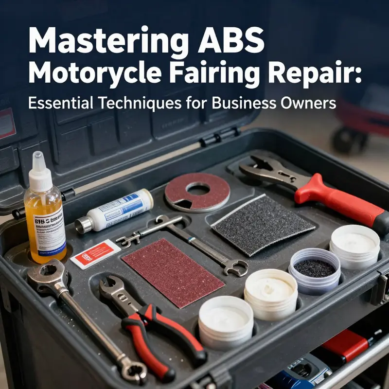 A technician repairing an ABS motorcycle fairing using specialized tools and precision methods.
