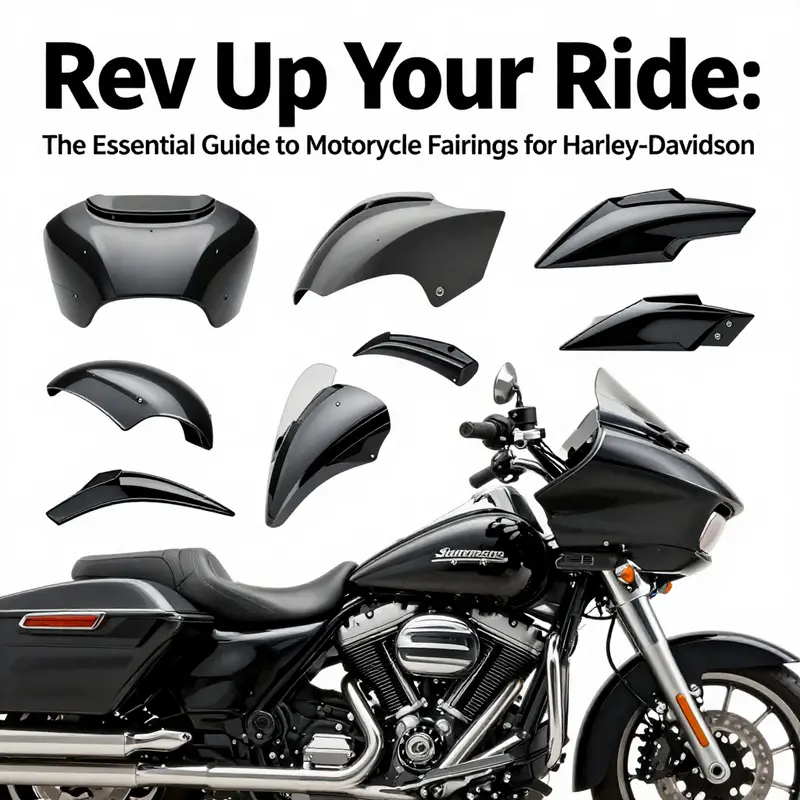 Different types of motorcycle fairings for Harley-Davidson, including sporty and touring styles.