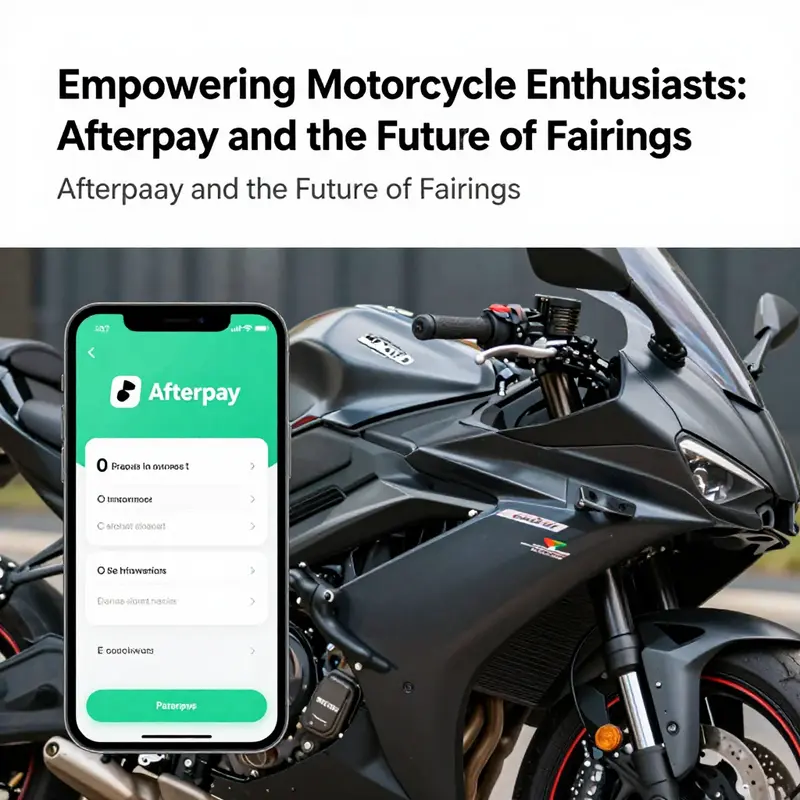 An illustration of how Afterpay integrates with motorcycle fairing purchases, highlighting financial flexibility.