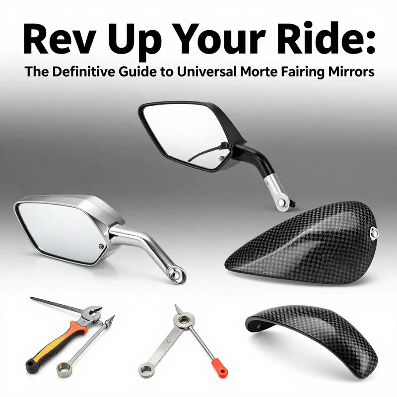 Diverse types of universal motorcycle fairing mirrors emphasizing their design and functionality.