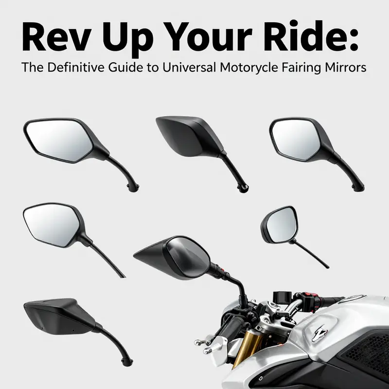 Diverse types of universal motorcycle fairing mirrors emphasizing their design and functionality.