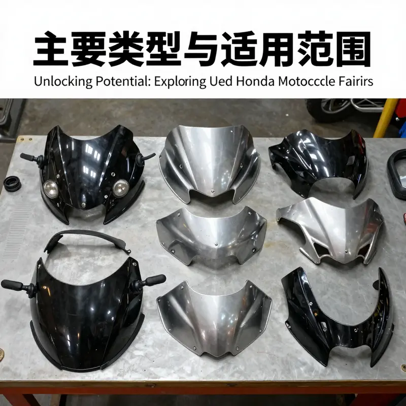 Different types of used Honda motorcycle fairings, including full, semi, and low fairings.