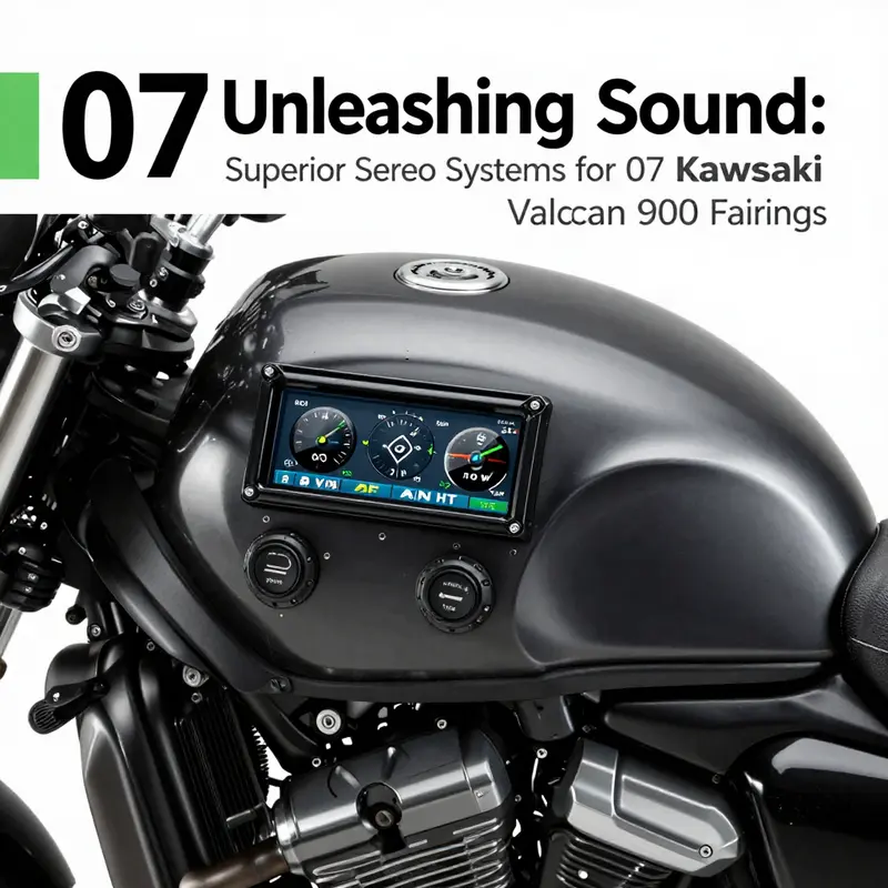 Overview of compatible stereo systems integrated into the 07 Kawasaki Vulcan 900 fairing.