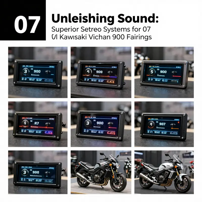 Overview of compatible stereo systems integrated into the 07 Kawasaki Vulcan 900 fairing.