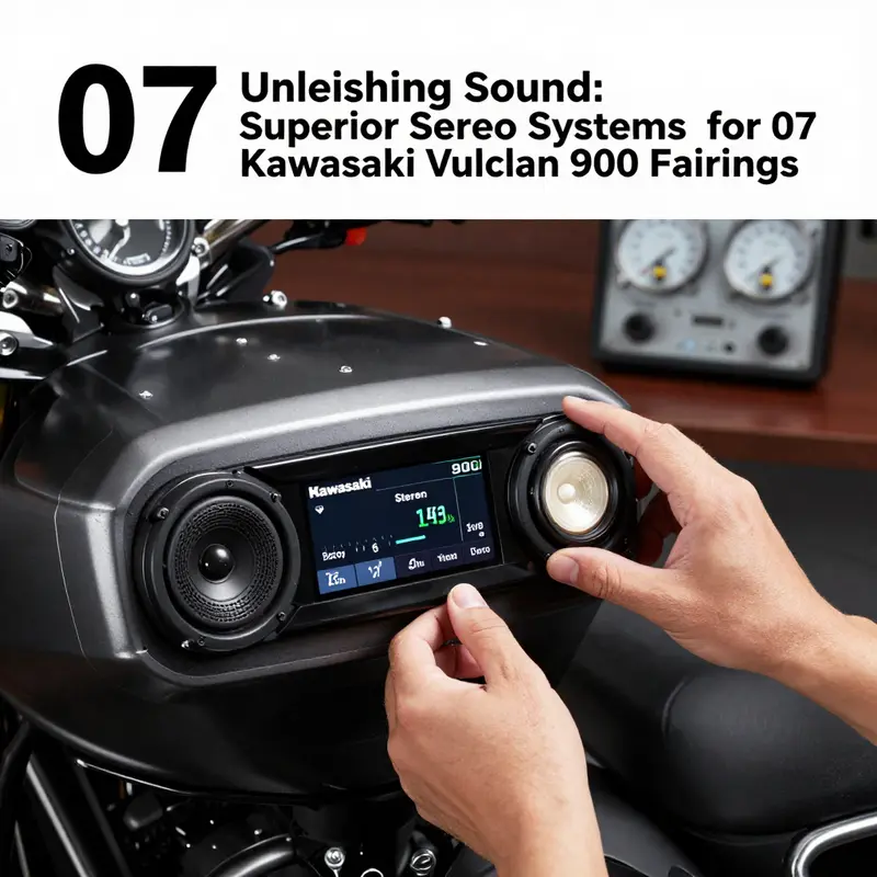 Overview of compatible stereo systems integrated into the 07 Kawasaki Vulcan 900 fairing.