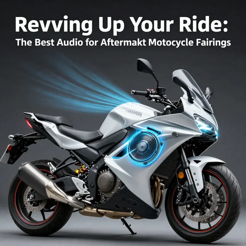 Showcase of fairing-mounted speakers seamlessly integrated into a motorcycle’s design.