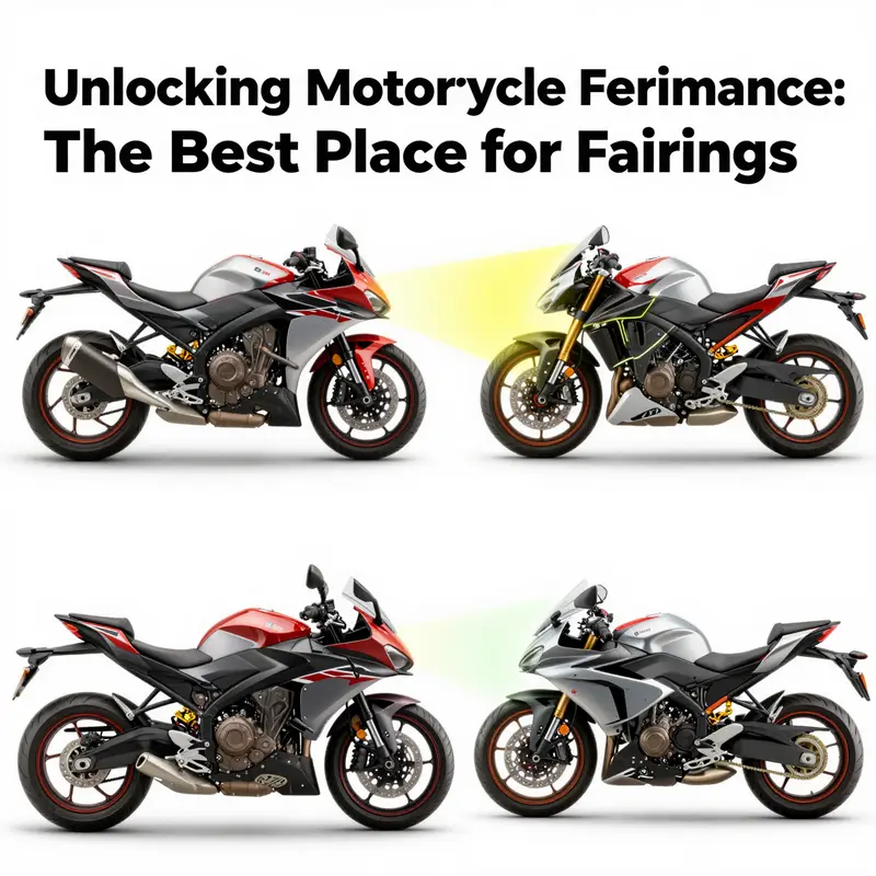 Illustration of motorcycle fairings installed in the optimal position for enhanced performance.