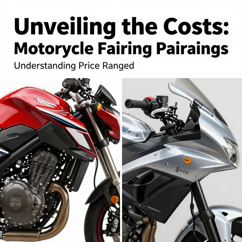 Visual representation of motorcycle fairings with various paint designs and corresponding price ranges.