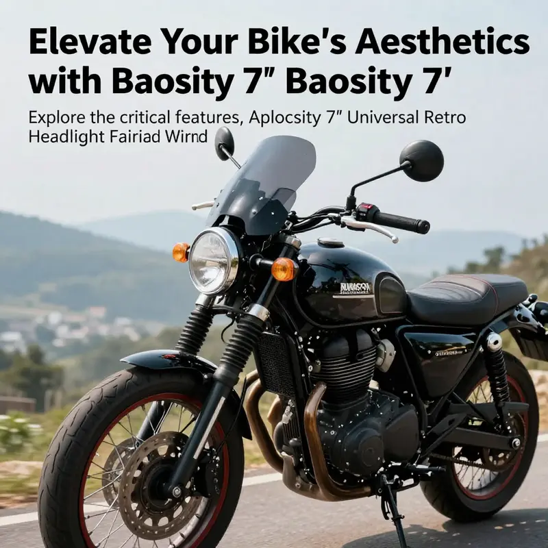 A classic motorcycle featuring the Baosity 7" Motorcycle Universal Retro Headlight Fairing, highlighted in a scenic outdoor setting.