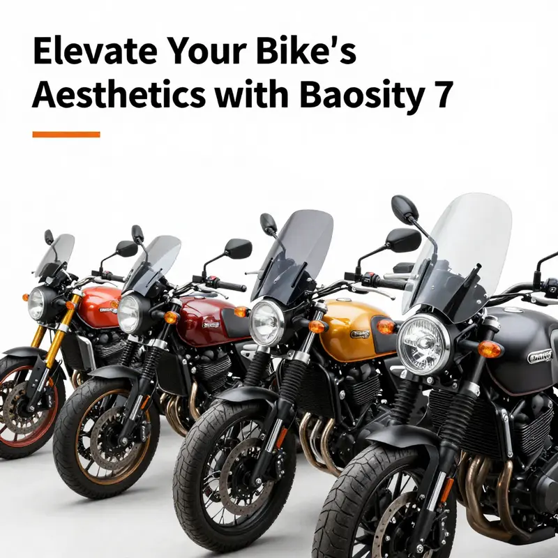 The Baosity 7″ Wind Screen displaying its key features and stylish design on a retro cafe racer.