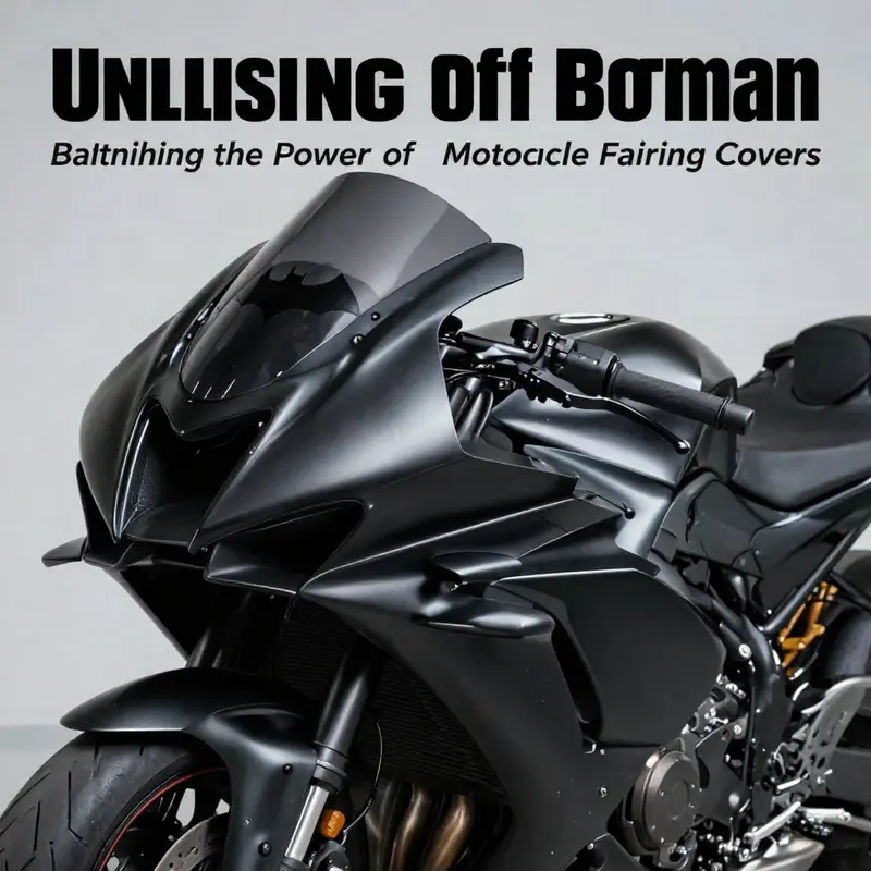 A custom motorcycle with a striking batwing fairing capturing the essence of Batman’s aesthetics.