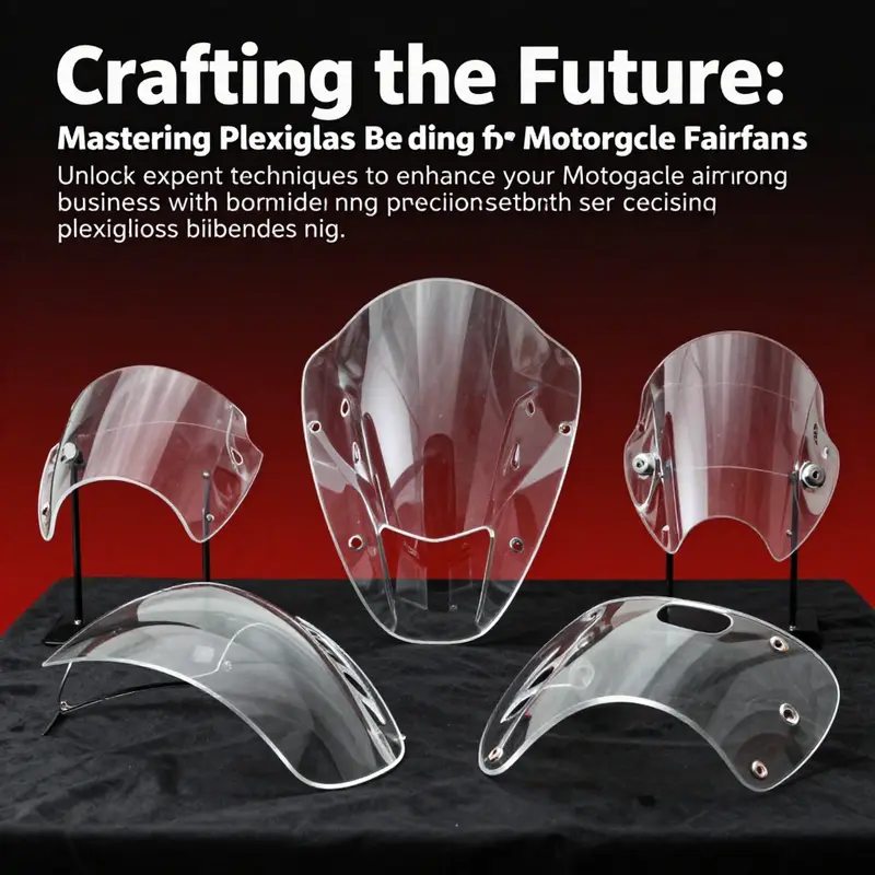 A visually striking montage of custom motorcycle fairings crafted from expertly bent plexiglass.