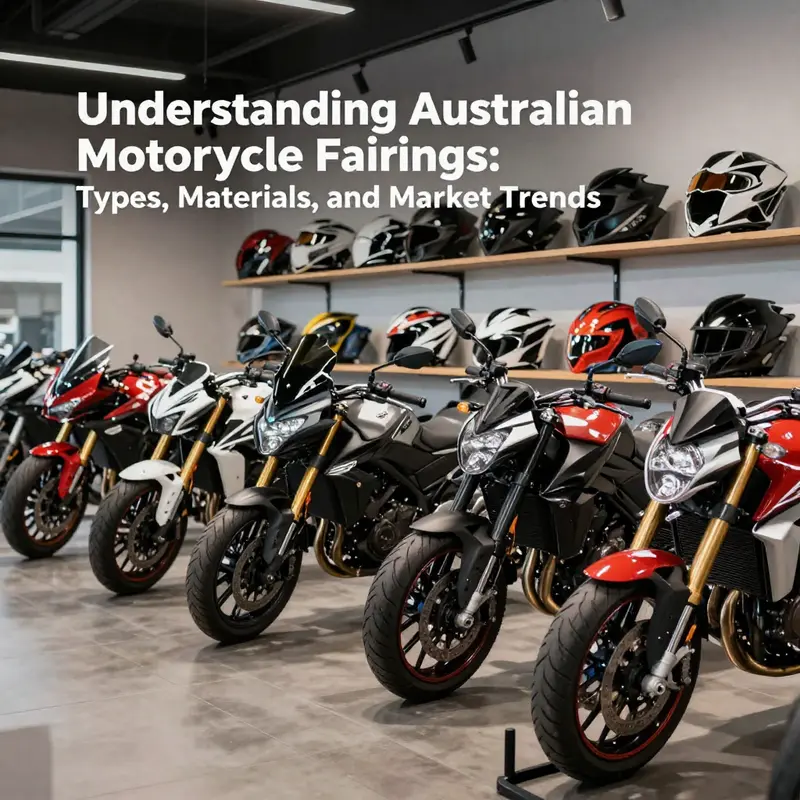 Various motorcycle fairing types displayed with accompanying motorcycles.