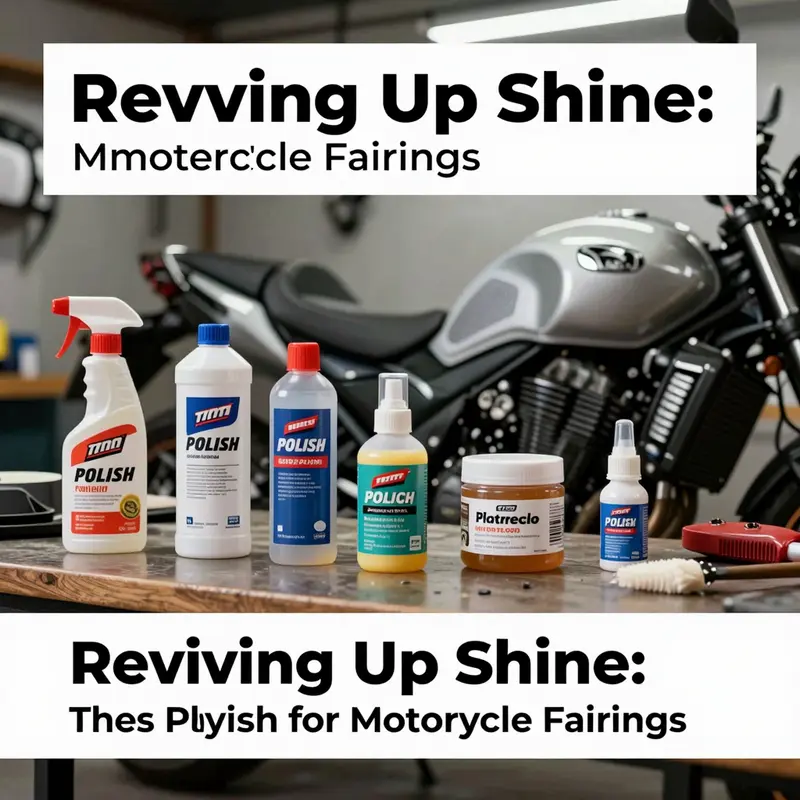 A variety of motorcycle polishes laid out in a workshop, showcasing the challenge of choosing the best option.