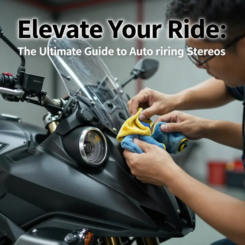 A display of various motorcycle fairing stereos highlighting essential features.