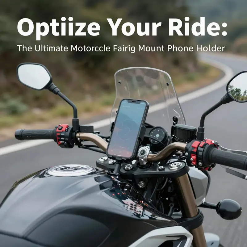 A motorcycle on a scenic road, featuring a mounted smartphone holder, showcasing modern riding adventurously.