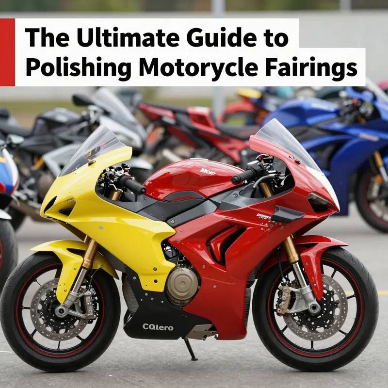 Racers on motorcycles with gleaming fairings, emphasizing the importance of maintenance and polish.