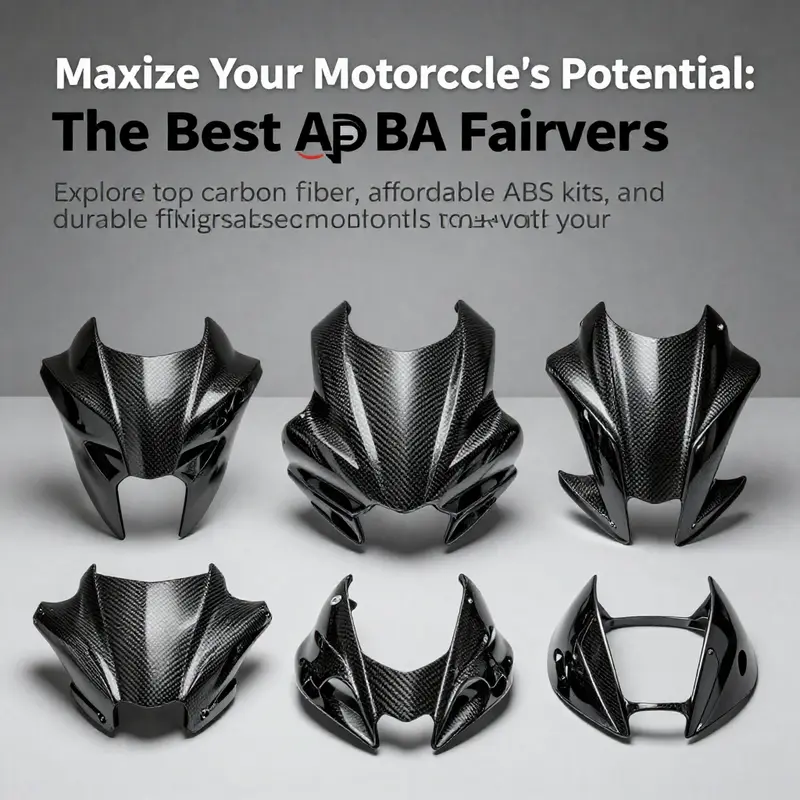 A collage showing diverse motorcycle fairings made from carbon fiber, ABS, and fiberglass.