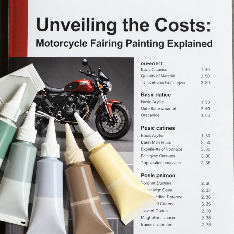 Visual representation of motorcycle fairings with various paint designs and corresponding price ranges.