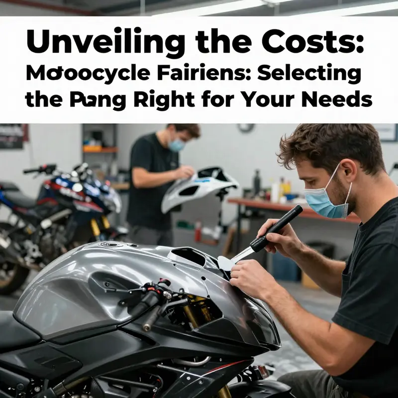 Visual representation of motorcycle fairings with various paint designs and corresponding price ranges.