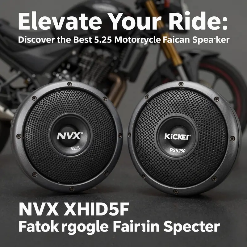 Top two models of motorcycle fairing speakers—NVX XFHD5F and Kicker PS5250—highlighting their design and features.
