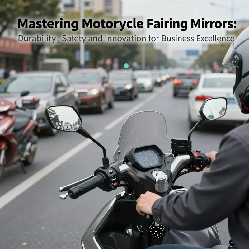 A CNC machined aluminum motorcycle fairing mirror showcasing durability and premium finish on a high-performance bike.