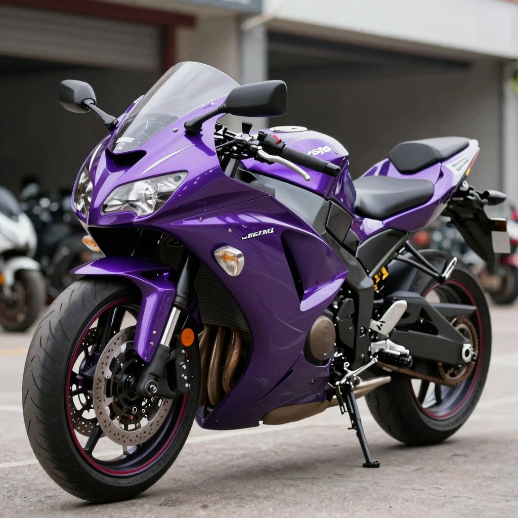 2001 Kawasaki ZX6R motorcycle with purple fairings
