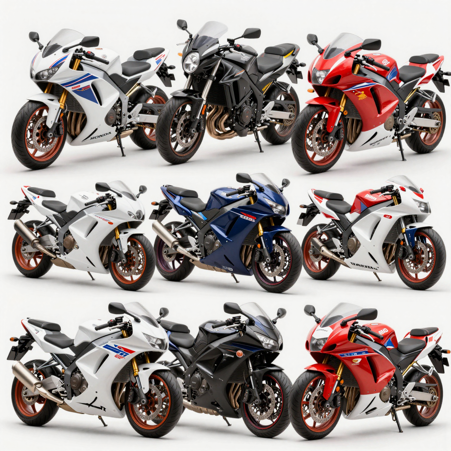 Various styles of aftermarket fairings for the 2007 Honda VFR800