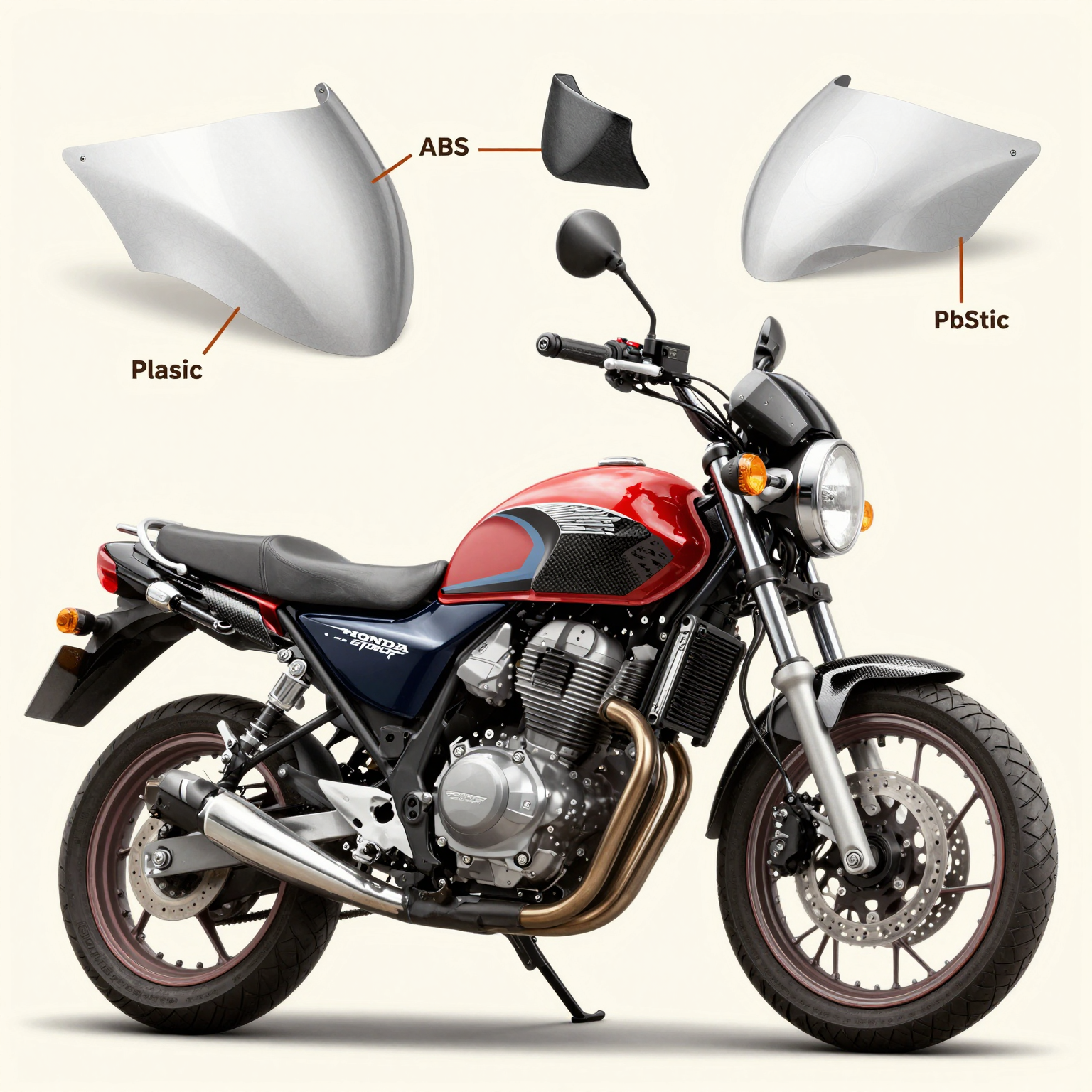Different materials for Honda CB300F fairings