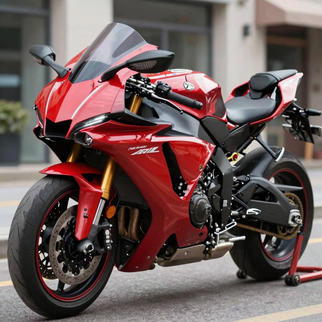 2015 Yamaha R1 with red fairings
