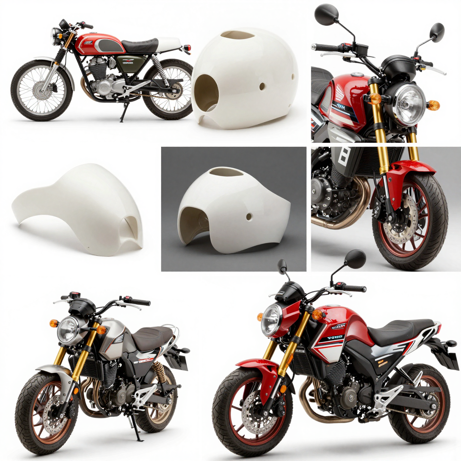 Collage of Evolution of Motorcycle Headlight Fairings