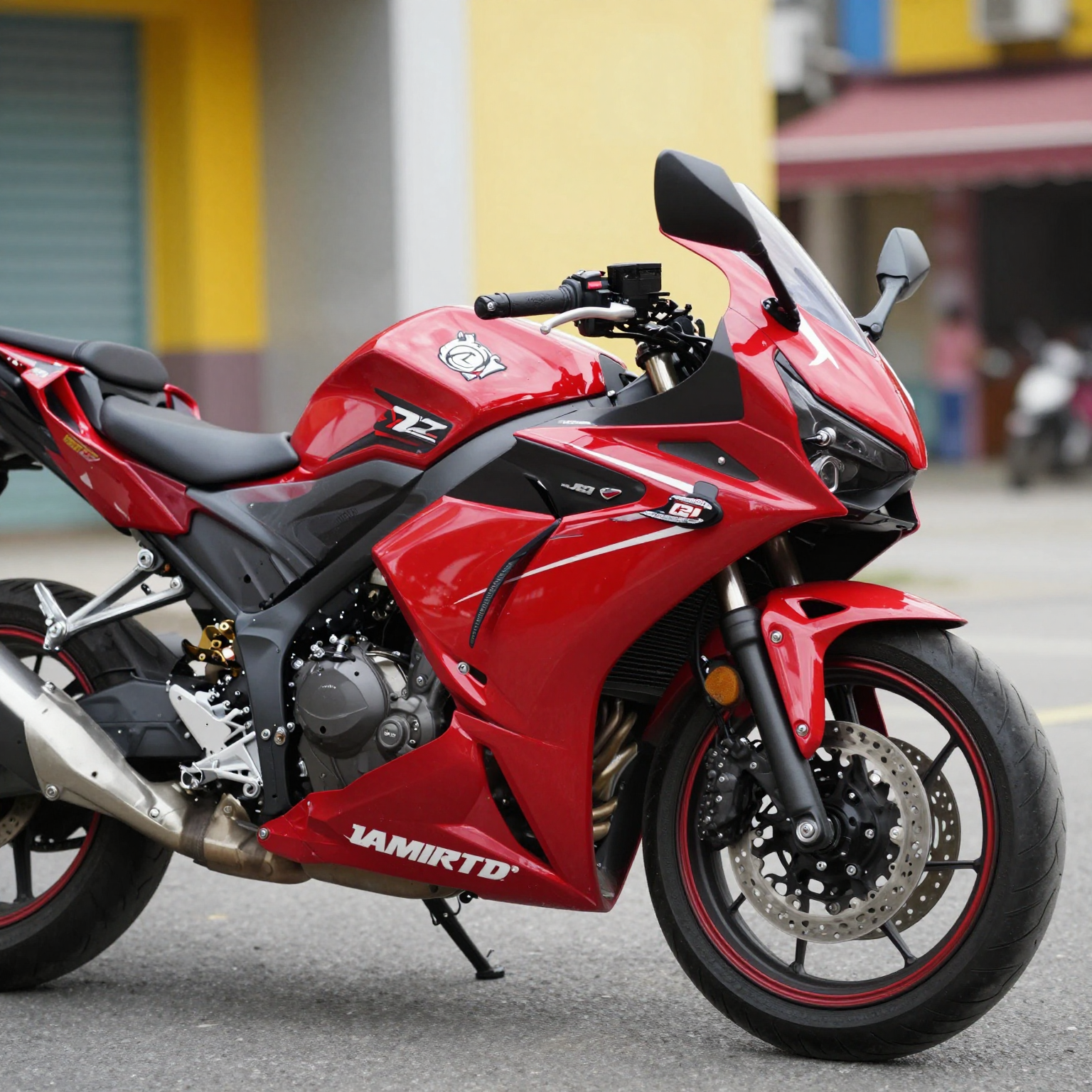 Red Honda Motorcycle with Fairings