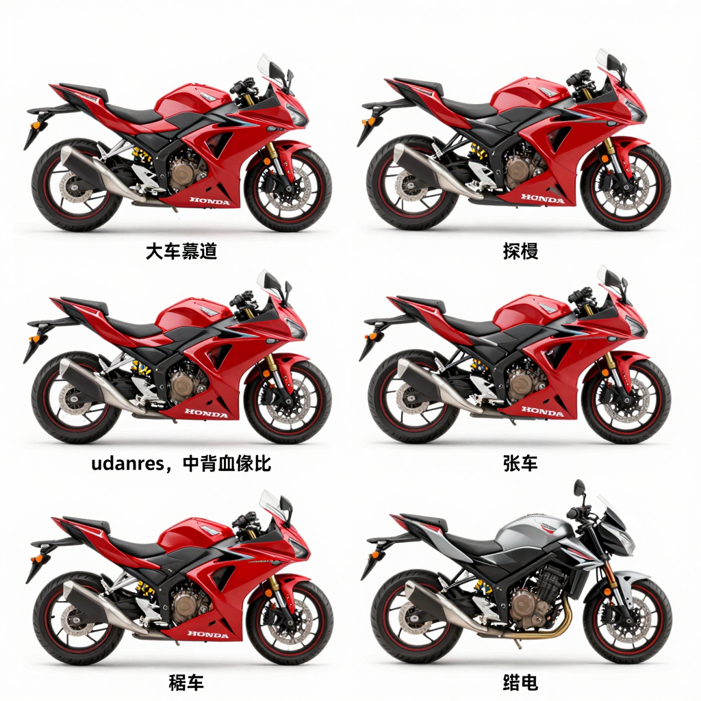 Different types of Honda motorcycle fairings in red color scheme