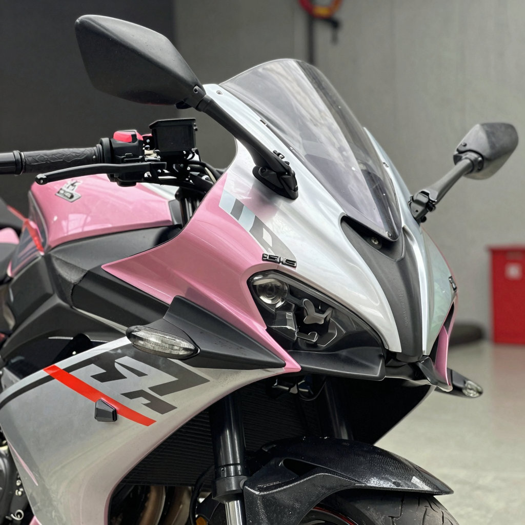 Motorcycle fairing with vibrant high-quality vinyl wrap