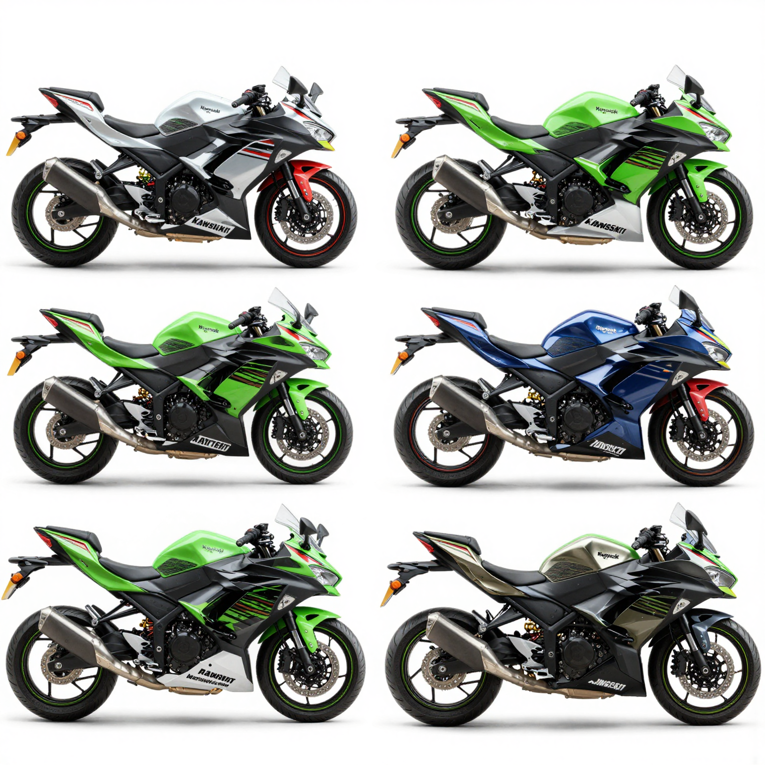 Various types of fairings for Kawasaki Ninja 250R