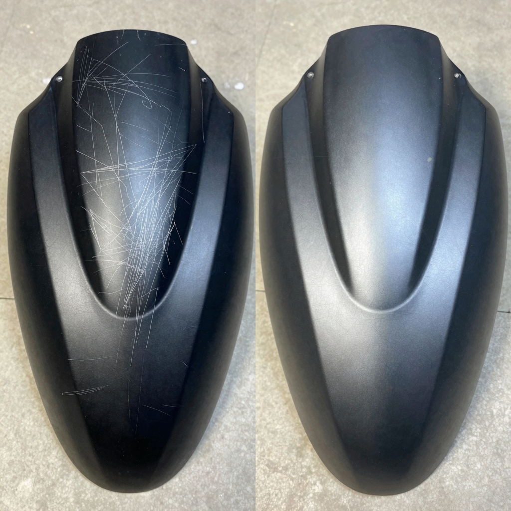 Motorcycle Fairing Before and After Repair