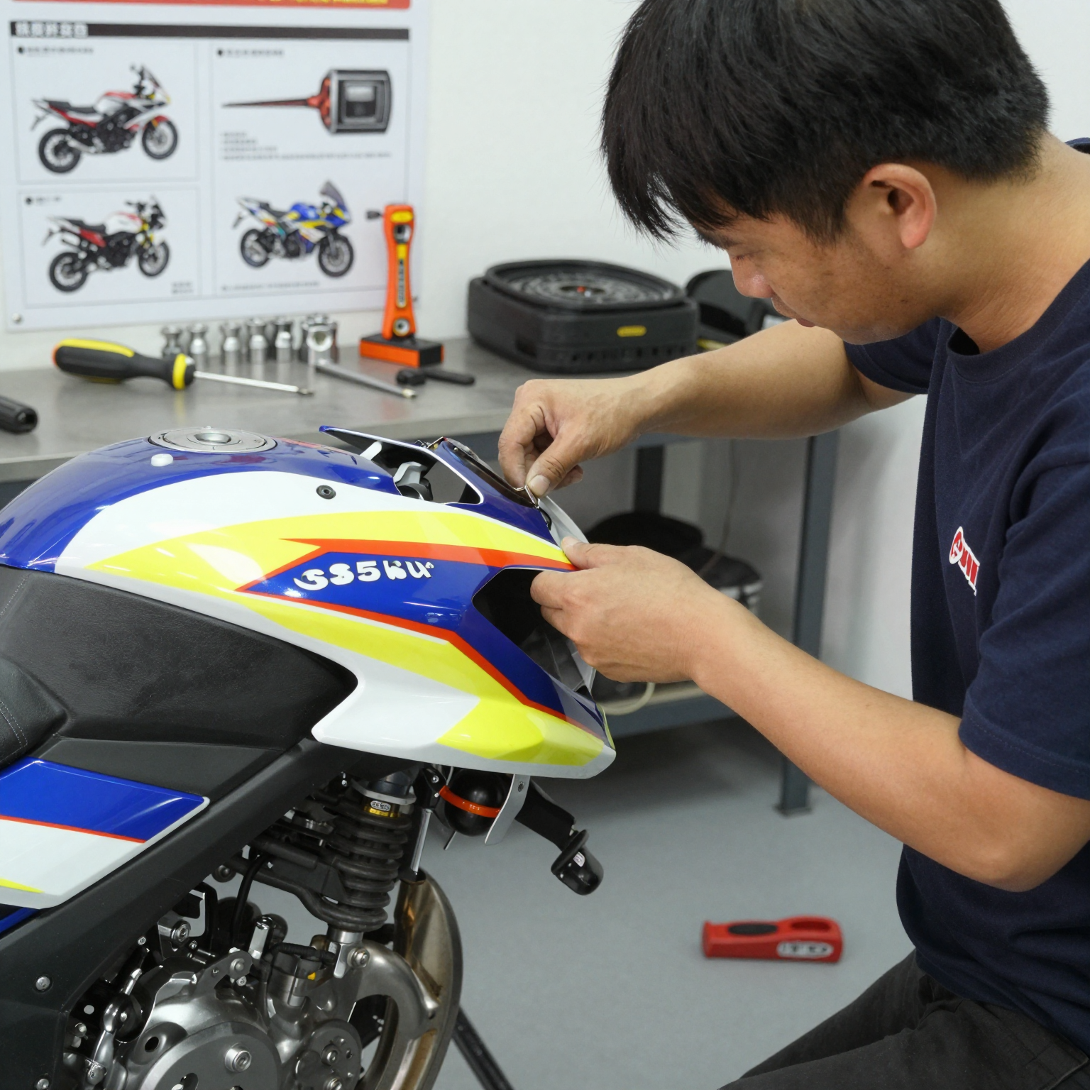 Installing fairings on a Suzuki GS500E motorcycle