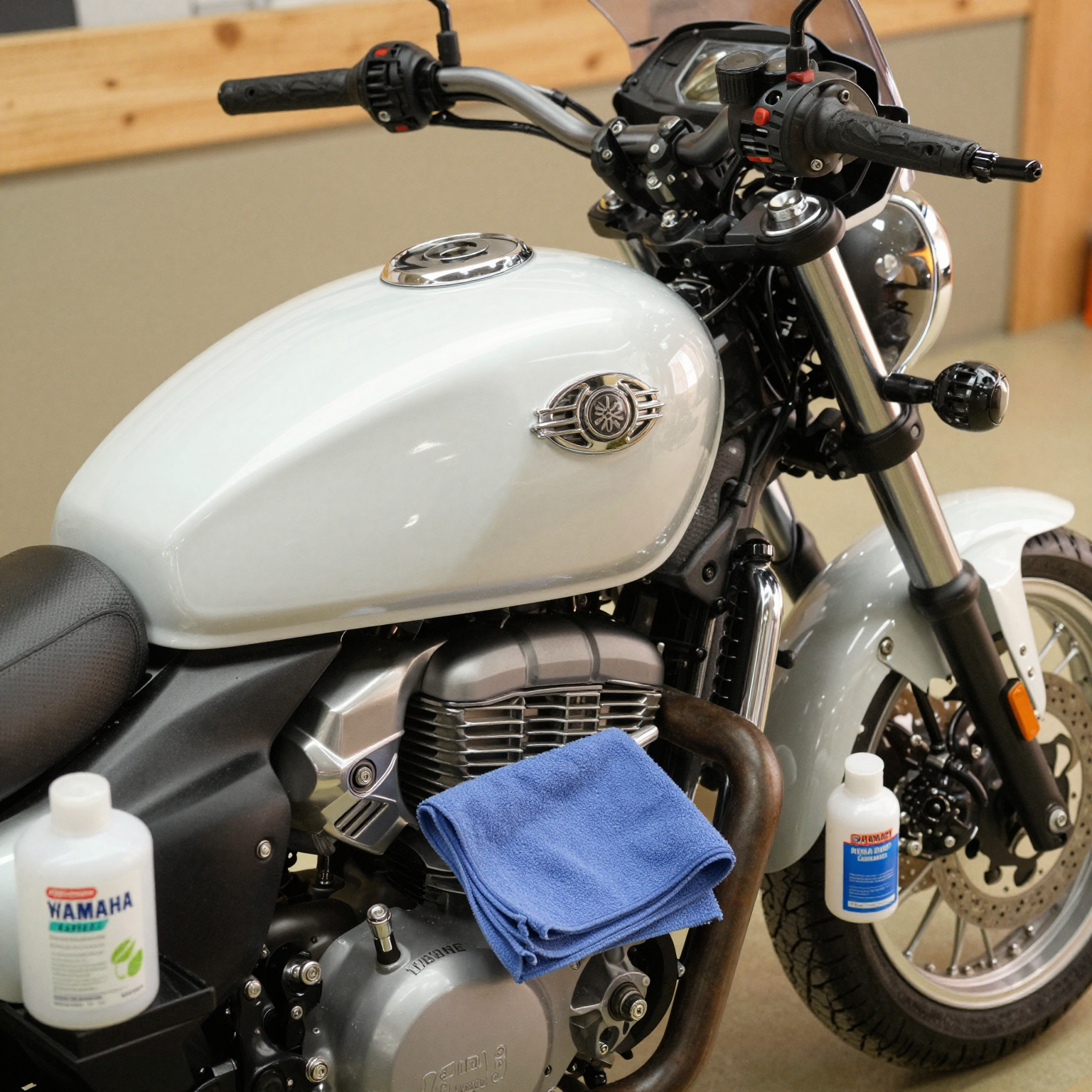 Yamaha V Star 1100 fairing maintenance tools and garage setup