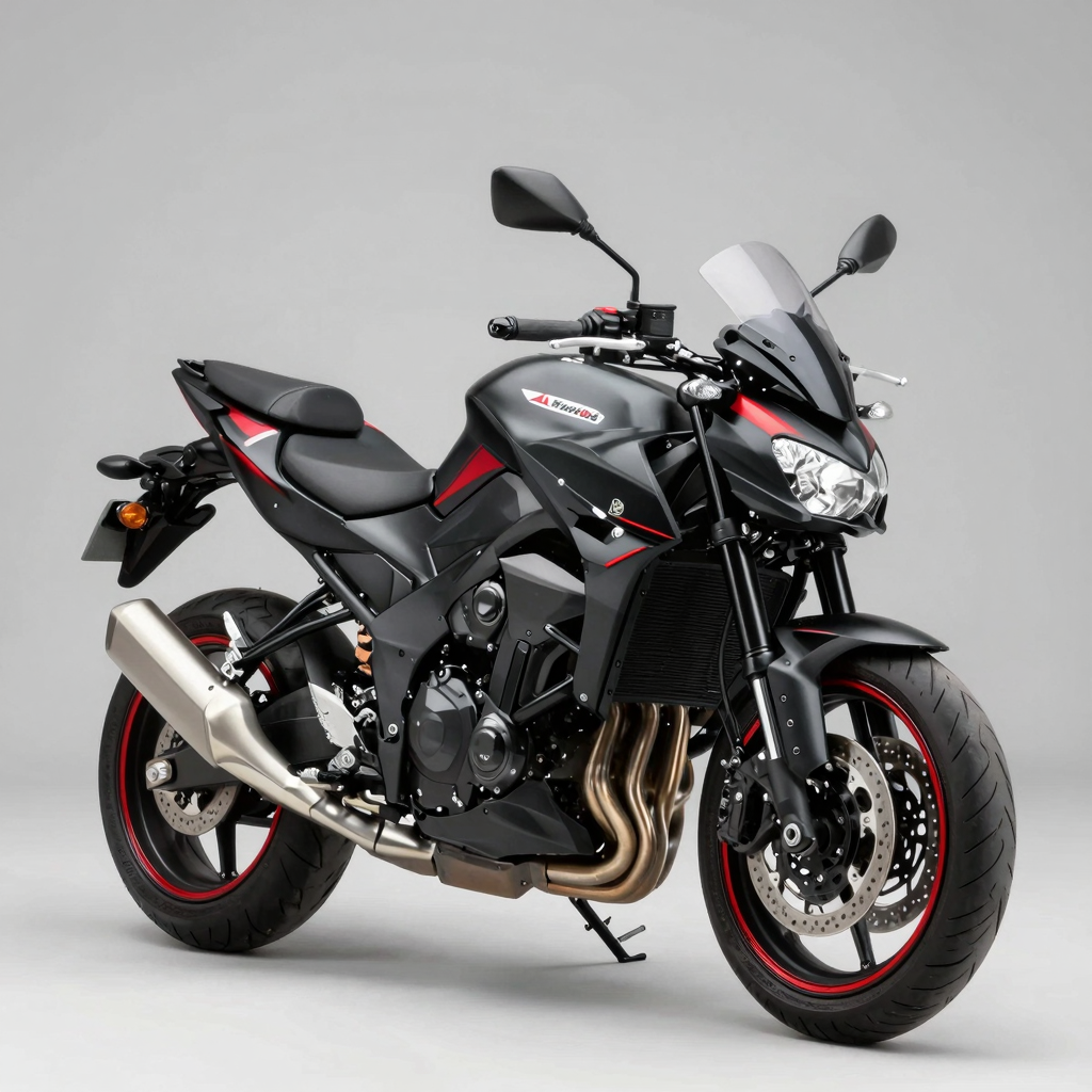 2006 Kawasaki Z1000 with Aftermarket Fairing Kit - Matte Black with Red Accents