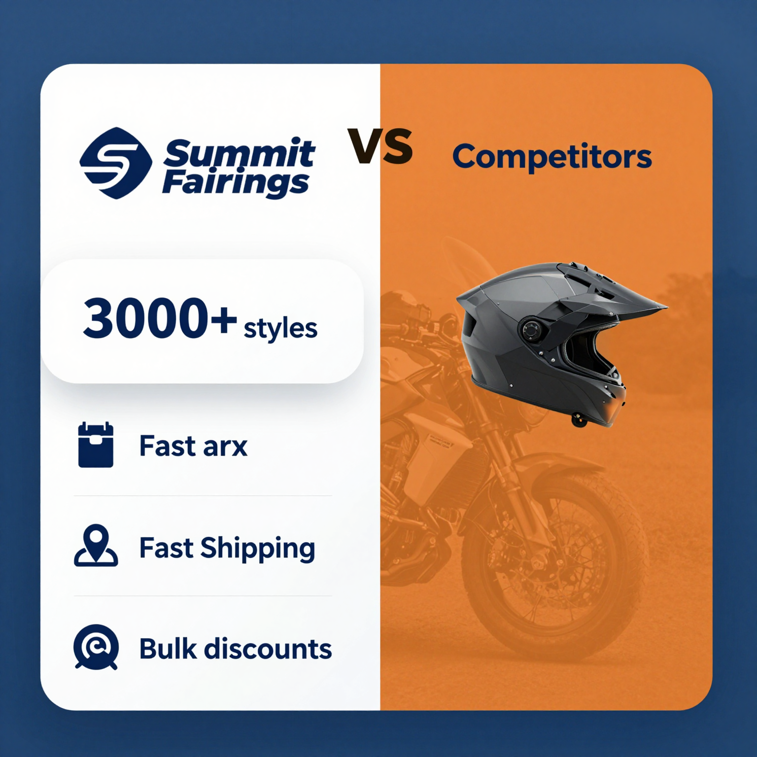 Summit Fairings vs Competitors comparison infographic