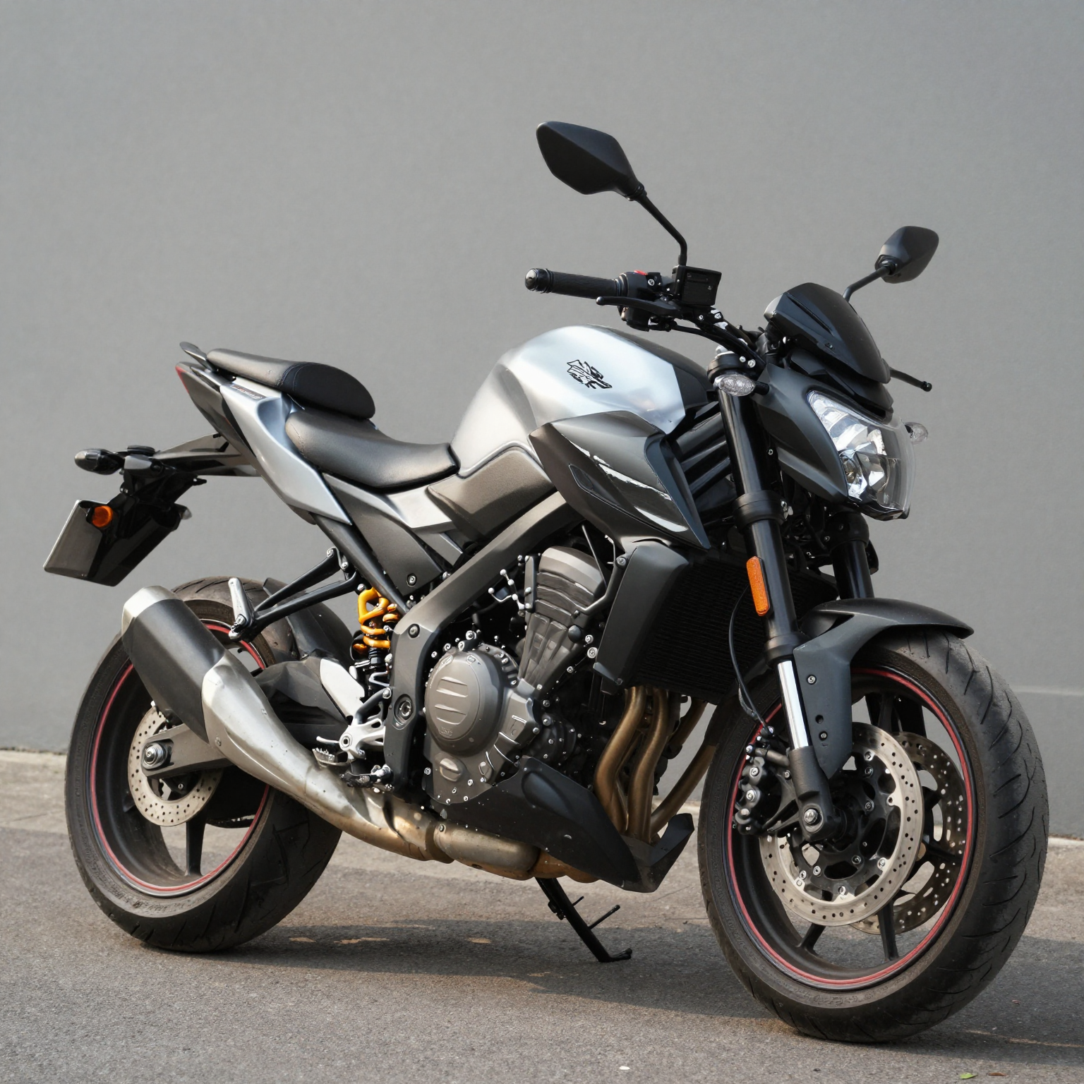 Stylish motorcycle without fairings