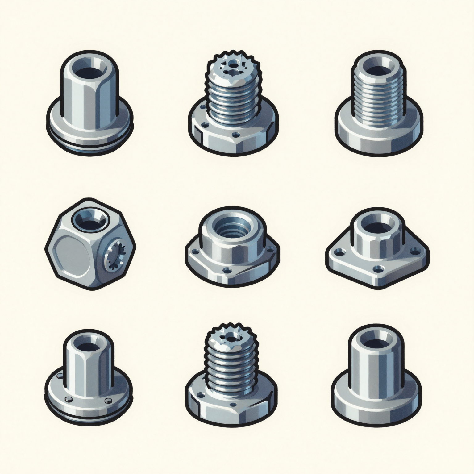 Different styles of motorcycle fairing bolts