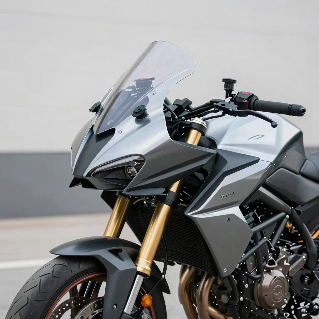 Motorcycle with Frame-Mounted Fairing