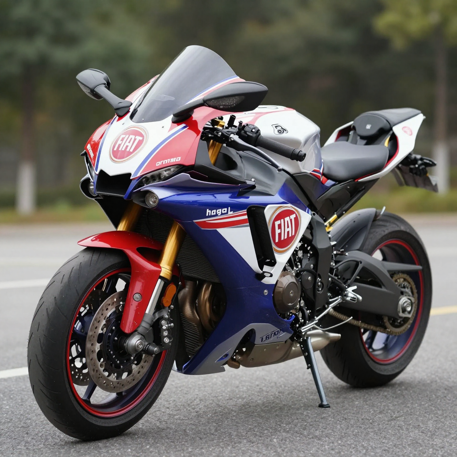 Yamaha R1 with Custom Fiat-Themed Fairings