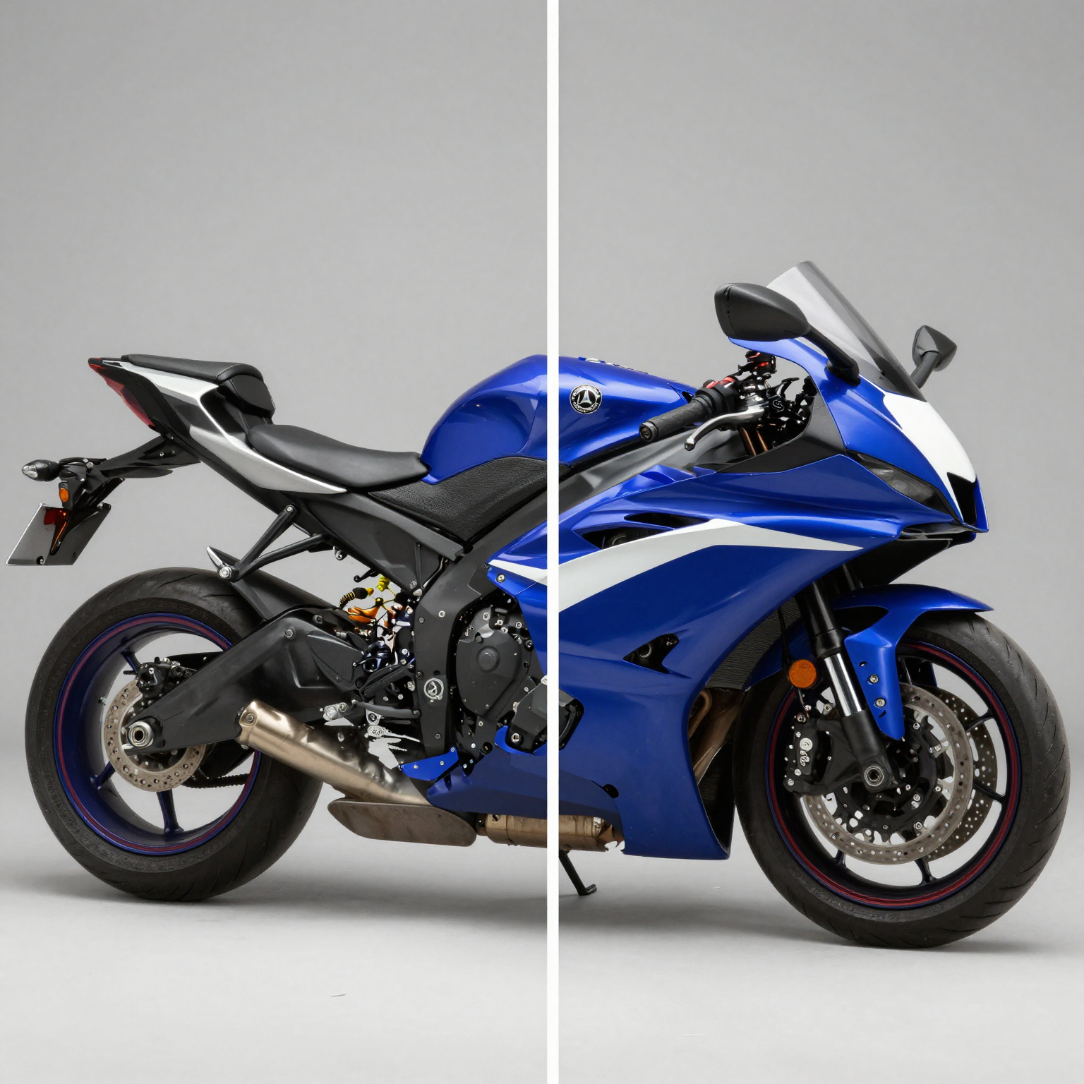 Before and After Yamaha R6 Fairing Conversion Kit